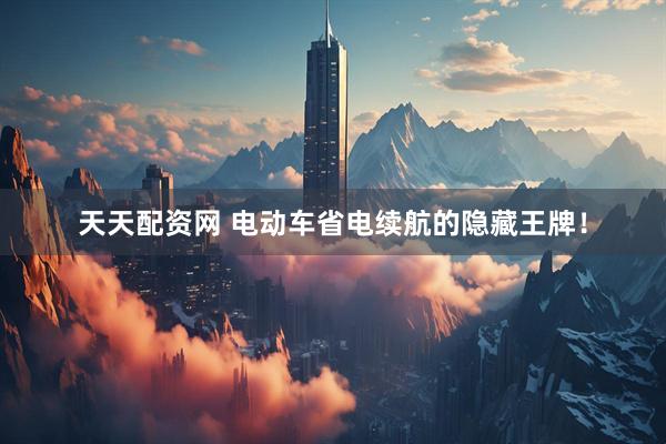 天天配资网 电动车省电续航的隐藏王牌！