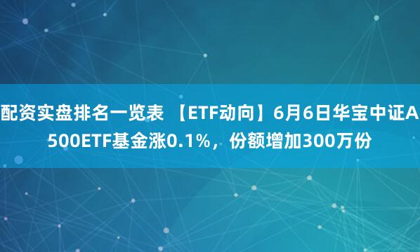 配资实盘排名一览表 【ETF动向】6月6日华宝中证A500ETF基金涨0.1%，份额增加300万份