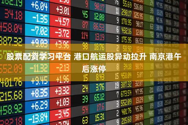 股票配资学习平台 港口航运股异动拉升 南京港午后涨停